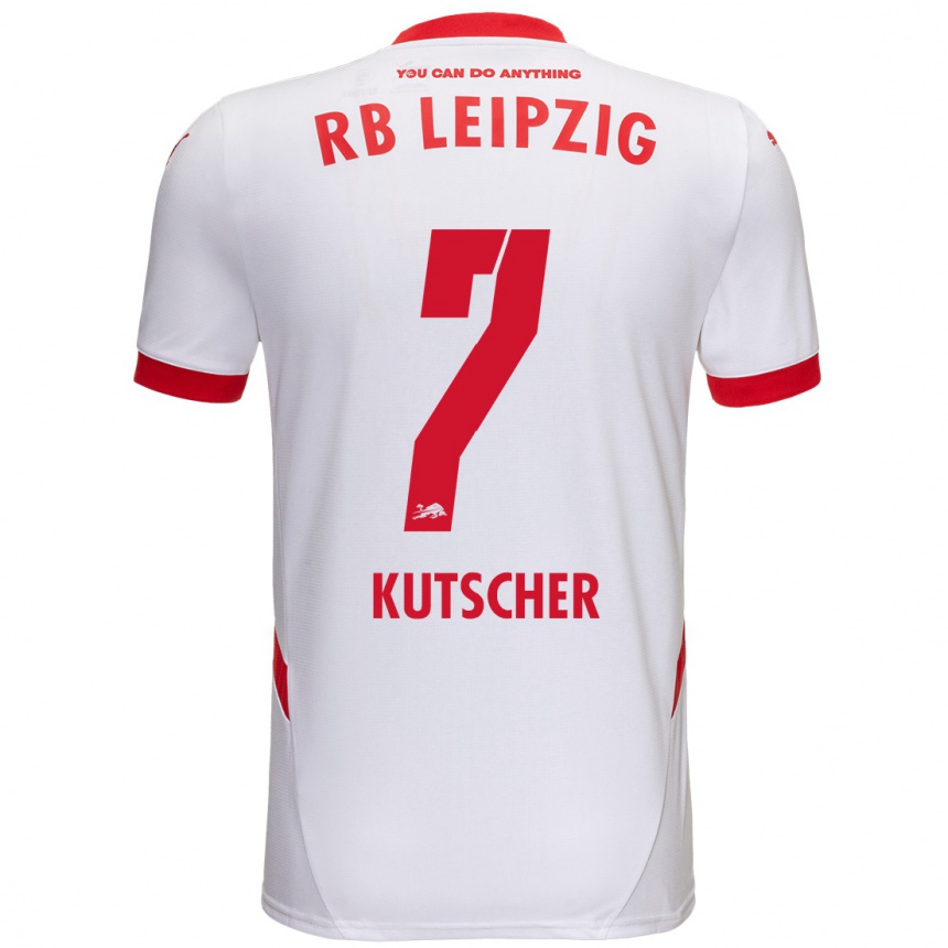 Kids Football Matthes Kutscher #7 White Red Home Jersey 2024/25 T-Shirt Nz