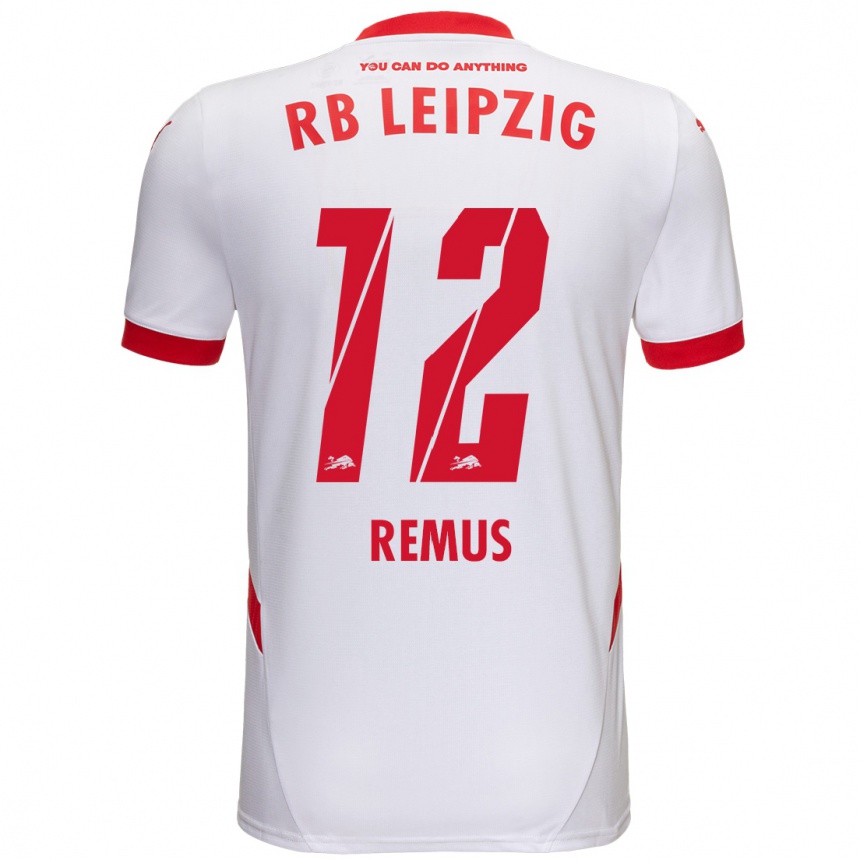 Kids Football Niklas Remus #12 White Red Home Jersey 2024/25 T-Shirt Nz