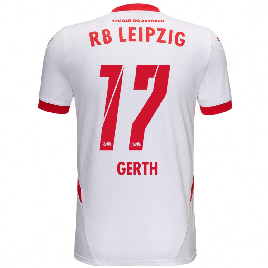 Kids Football Amos Gerth #17 White Red Home Jersey 2024/25 T-Shirt Nz