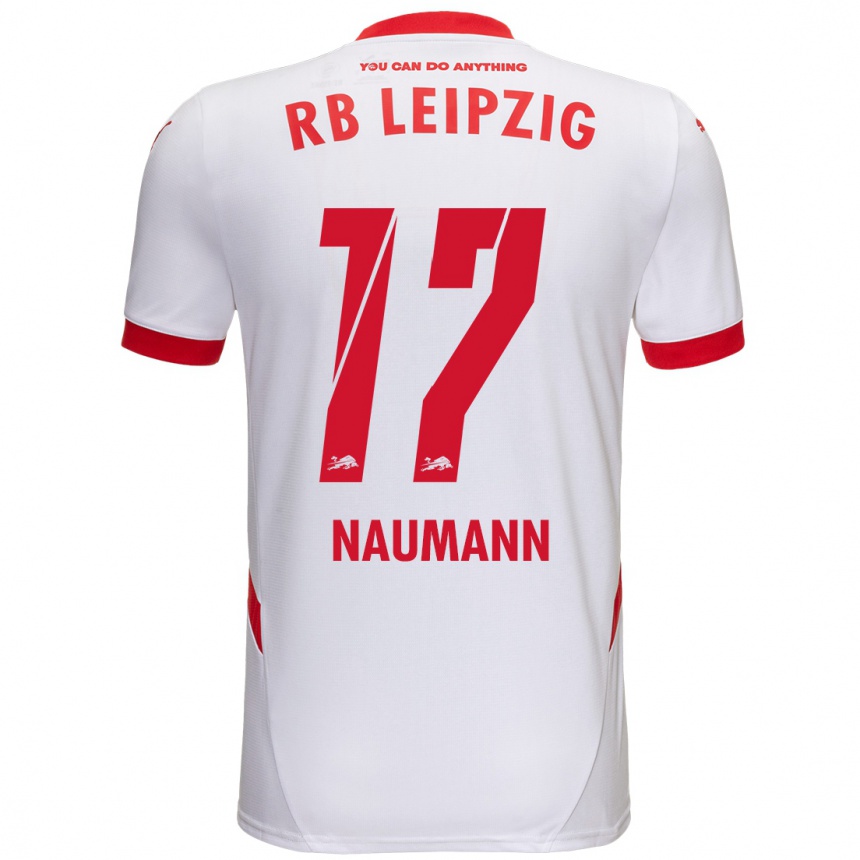 Kids Football Carlos Naumann #17 White Red Home Jersey 2024/25 T-Shirt Nz