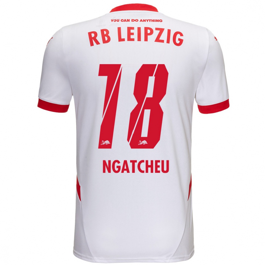 Kids Football Yohan Ngatcheu #18 White Red Home Jersey 2024/25 T-Shirt Nz