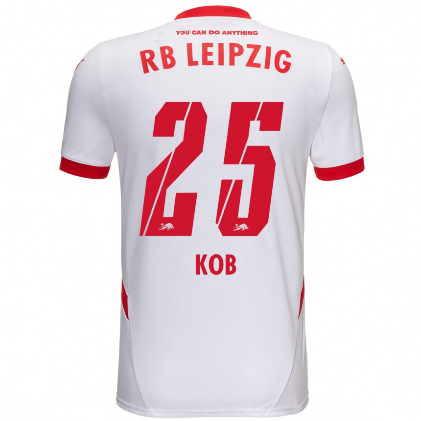 Kids Football Leon Koß #25 White Red Home Jersey 2024/25 T-Shirt Nz