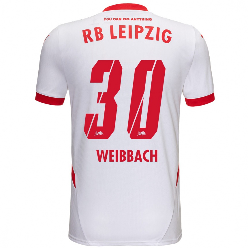 Kids Football Noah Weißbach #30 White Red Home Jersey 2024/25 T-Shirt Nz