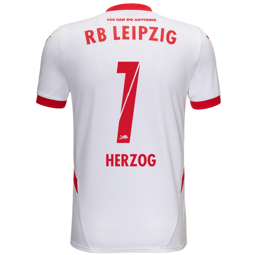 Kids Football Elvira Herzog #1 White Red Home Jersey 2024/25 T-Shirt Nz