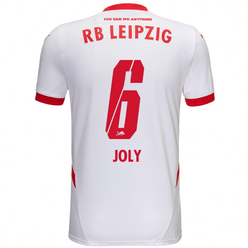 Kids Football Lou-Ann Joly #6 White Red Home Jersey 2024/25 T-Shirt Nz