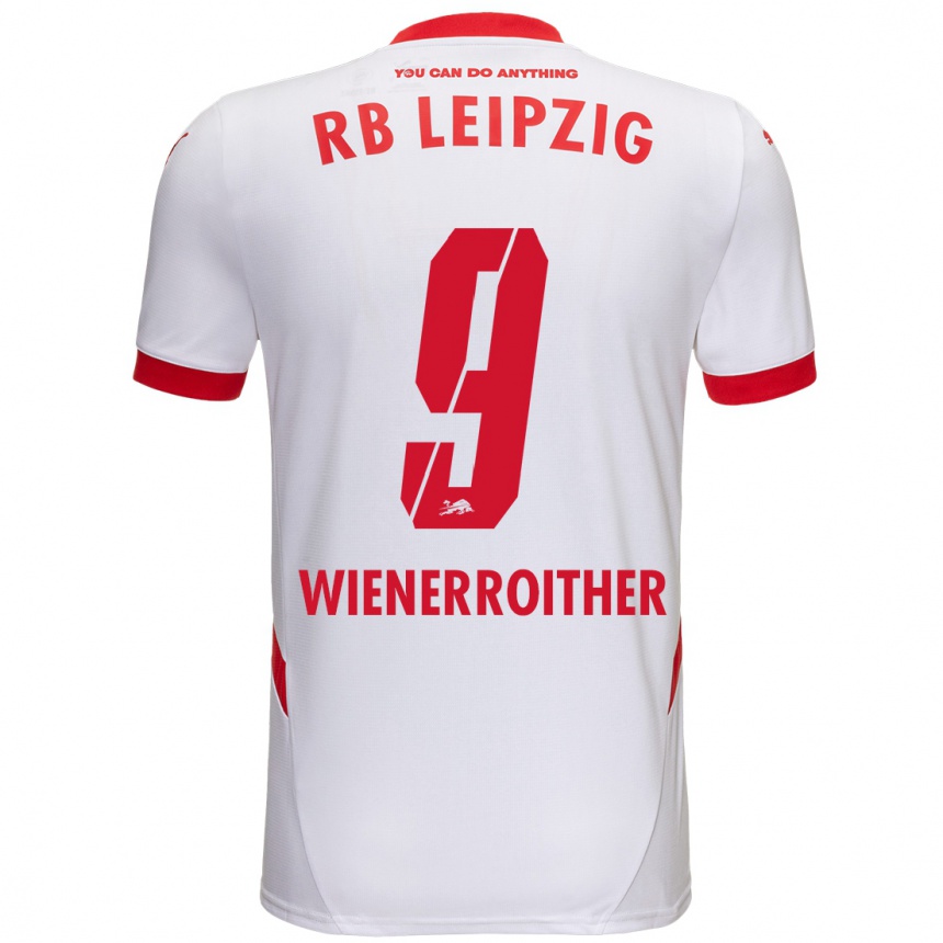 Kids Football Katja Wienerroither #9 White Red Home Jersey 2024/25 T-Shirt Nz