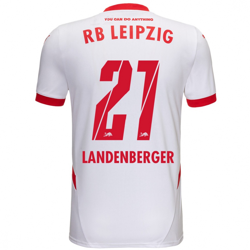 Kids Football Julia Landenberger #21 White Red Home Jersey 2024/25 T-Shirt Nz