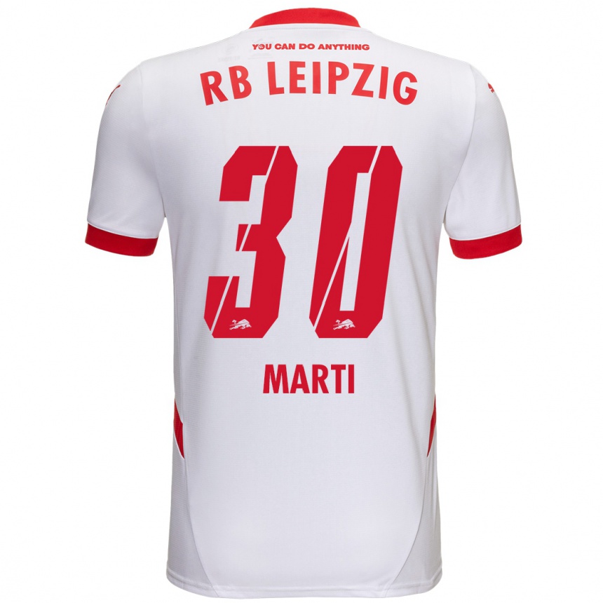 Kids Football Lara Marti #30 White Red Home Jersey 2024/25 T-Shirt Nz