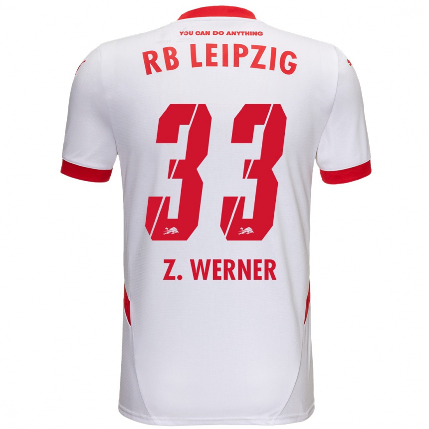 Kids Football Zoé Werner #33 White Red Home Jersey 2024/25 T-Shirt Nz