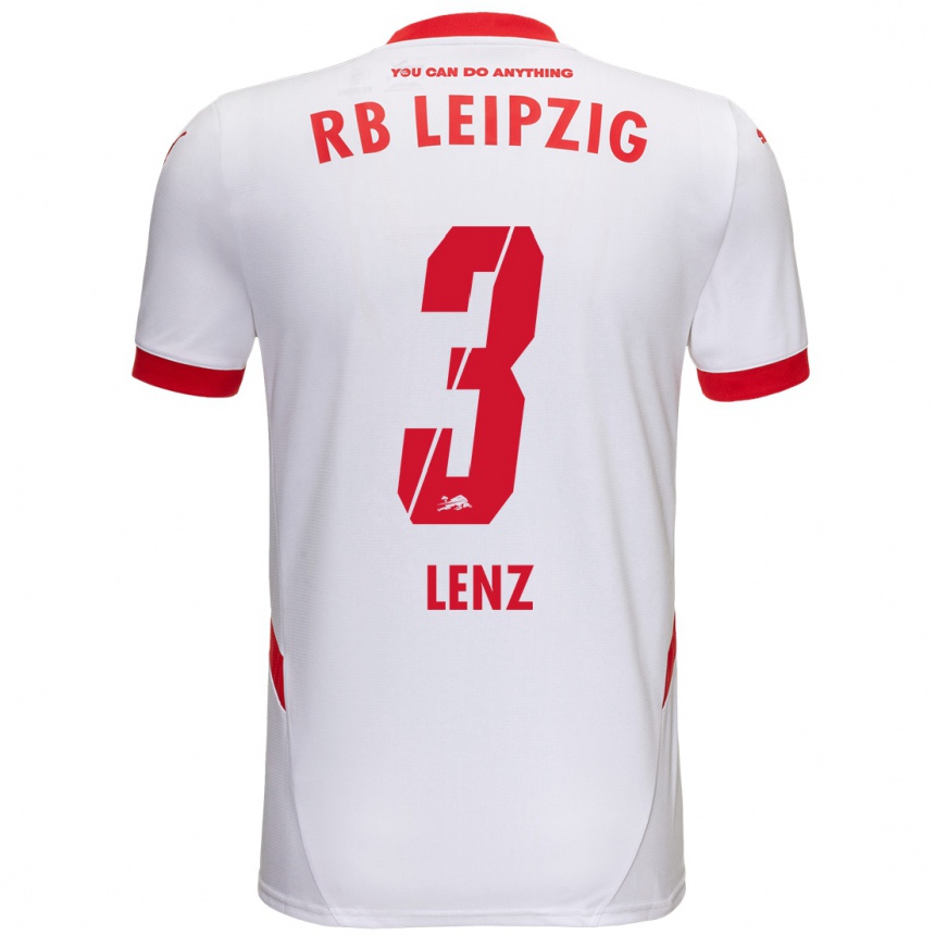 Kids Football Christopher Lenz #3 White Red Home Jersey 2024/25 T-Shirt Nz