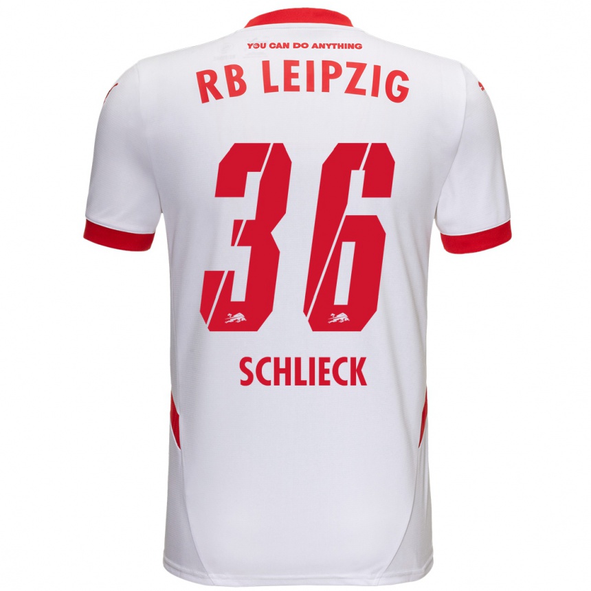 Kids Football Timo Schlieck #36 White Red Home Jersey 2024/25 T-Shirt Nz