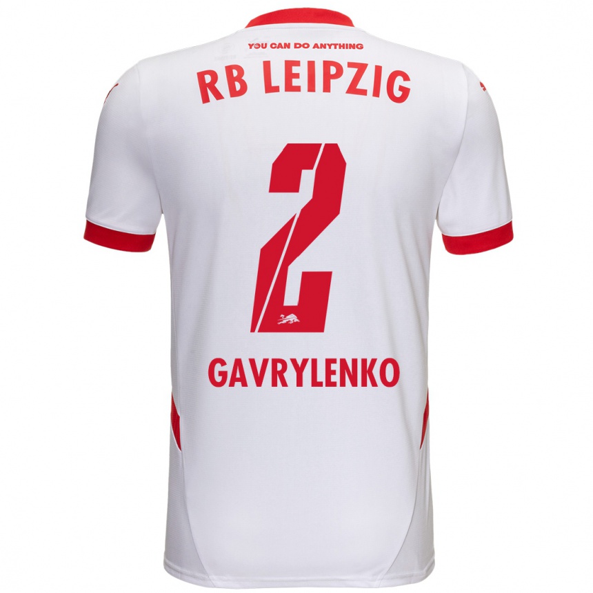 Kids Football Oleksandr Gavrylenko #2 White Red Home Jersey 2024/25 T-Shirt Nz