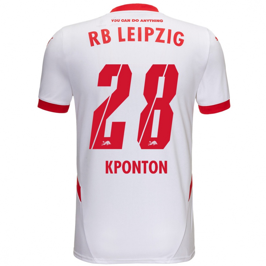 Kids Football Marwan Kponton #28 White Red Home Jersey 2024/25 T-Shirt Nz