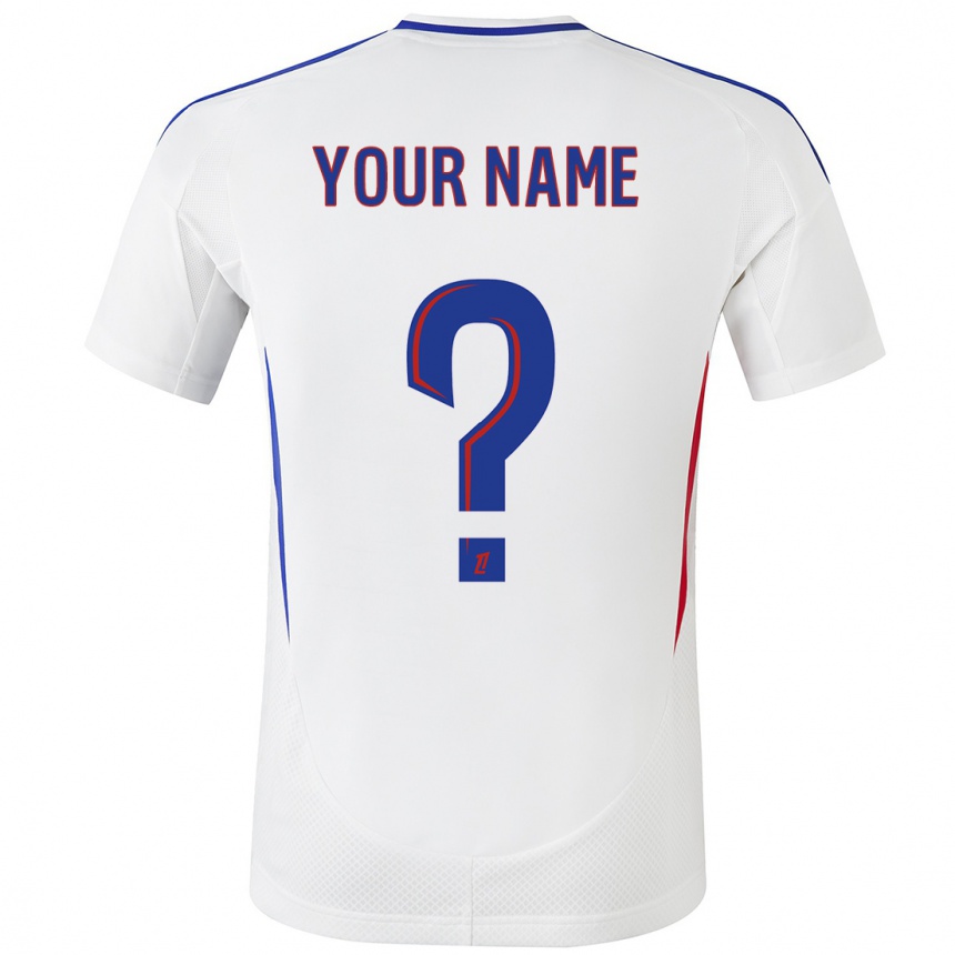 Kids Football Your Name #0 White Blue Home Jersey 2024/25 T-Shirt Nz