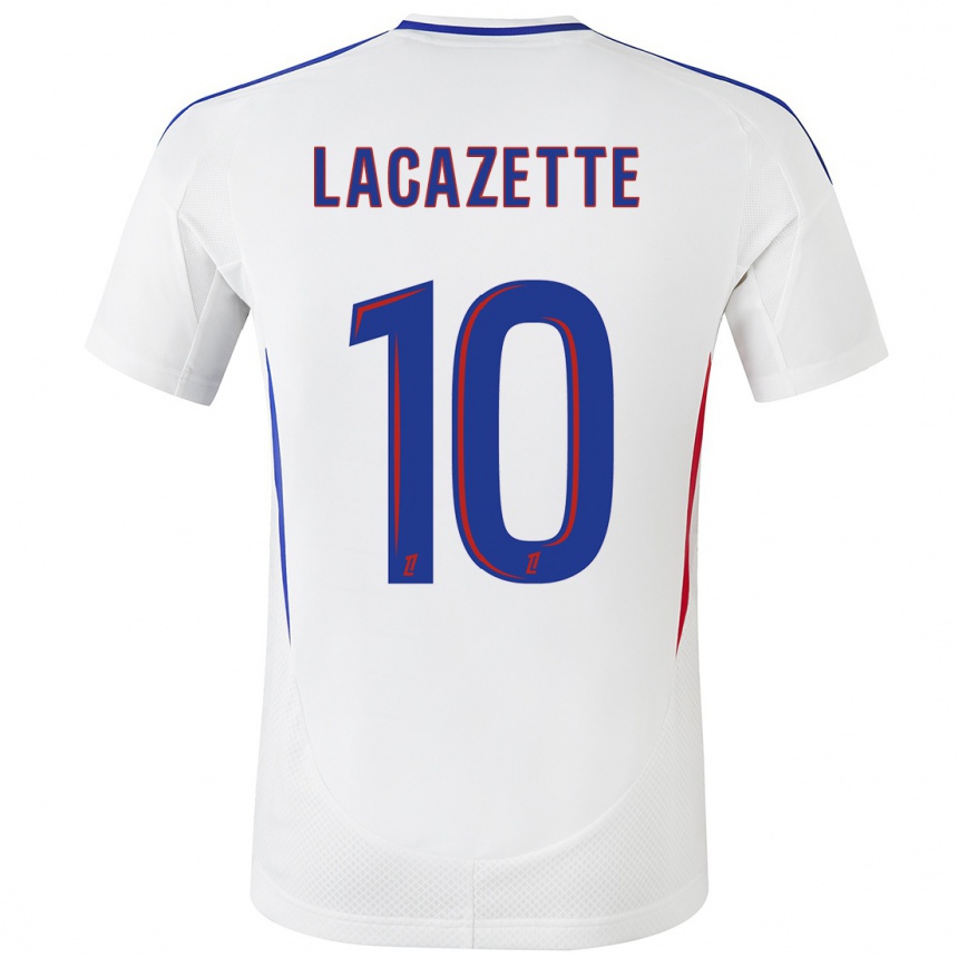 Kids Football Alexandre Lacazette #10 White Blue Home Jersey 2024/25 T-Shirt Nz