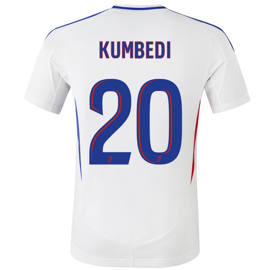 Kids Football Saël Kumbedi #20 White Blue Home Jersey 2024/25 T-Shirt Nz