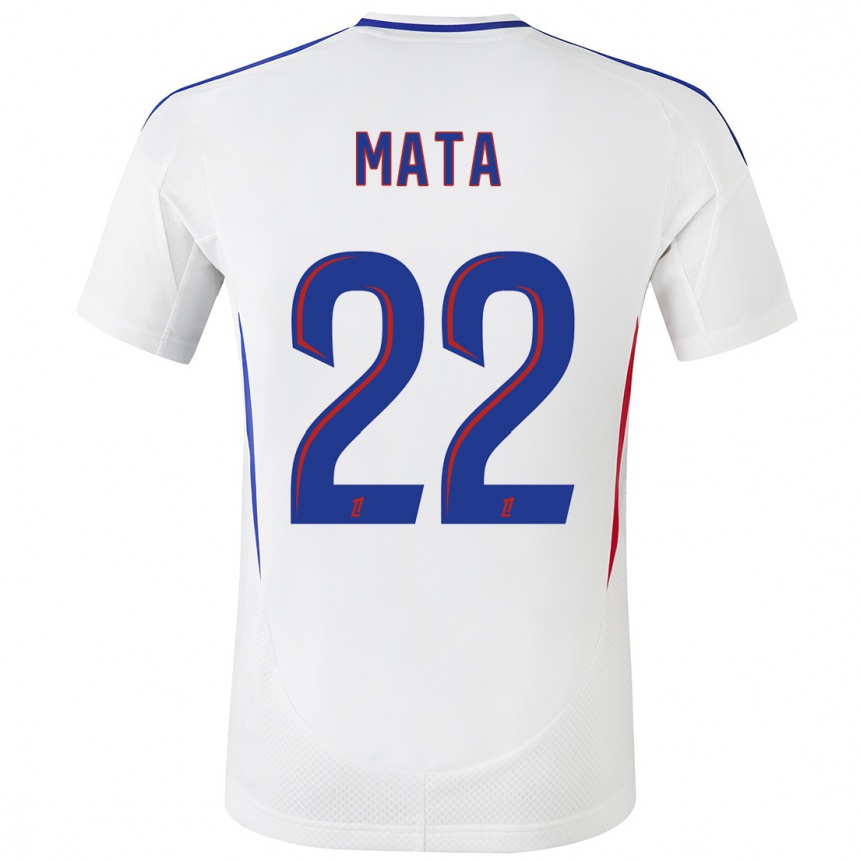 Kids Football Clinton Mata #22 White Blue Home Jersey 2024/25 T-Shirt Nz