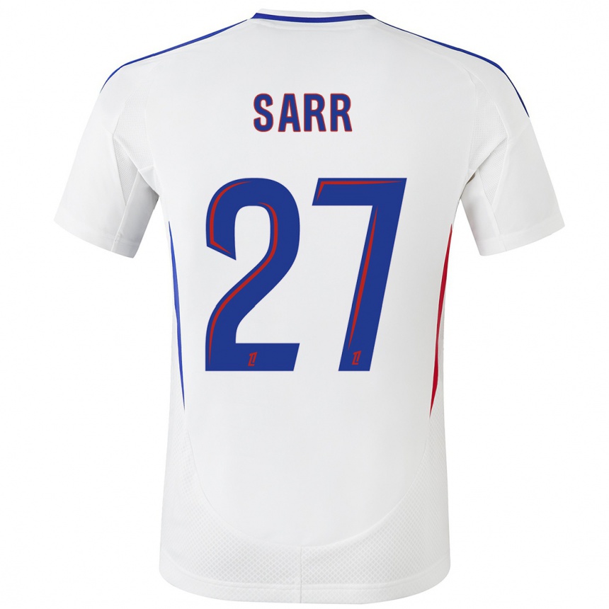 Kids Football Amin Sarr #27 White Blue Home Jersey 2024/25 T-Shirt Nz