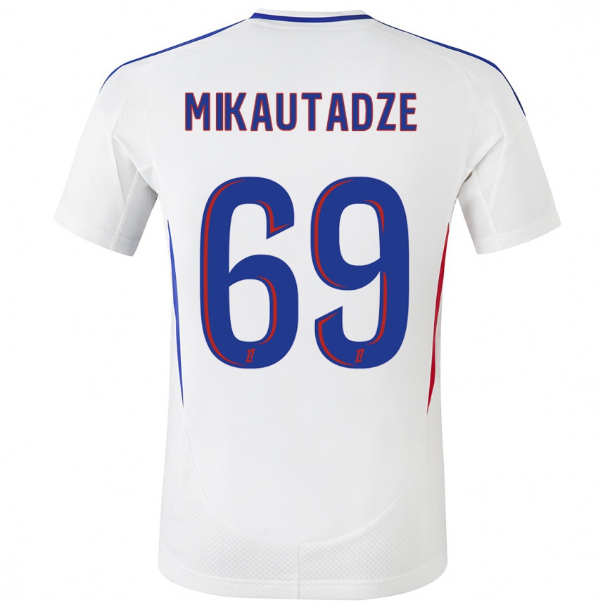 Kids Football Georges Mikautadze #69 White Blue Home Jersey 2024/25 T-Shirt Nz