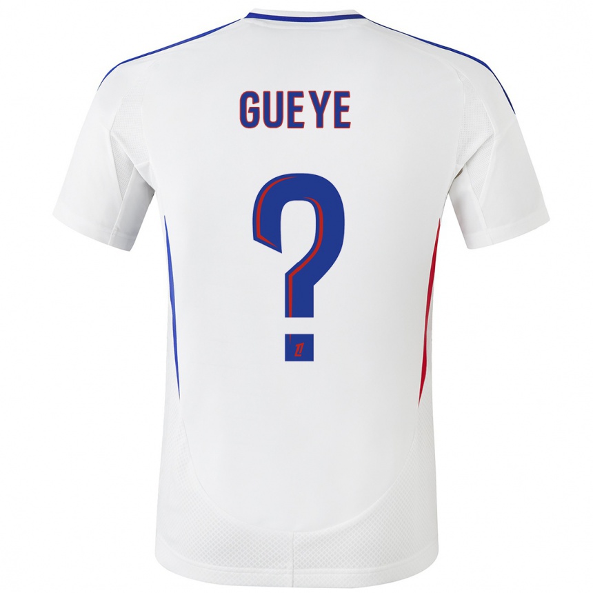 Kids Football Thiema Gueye #0 White Blue Home Jersey 2024/25 T-Shirt Nz