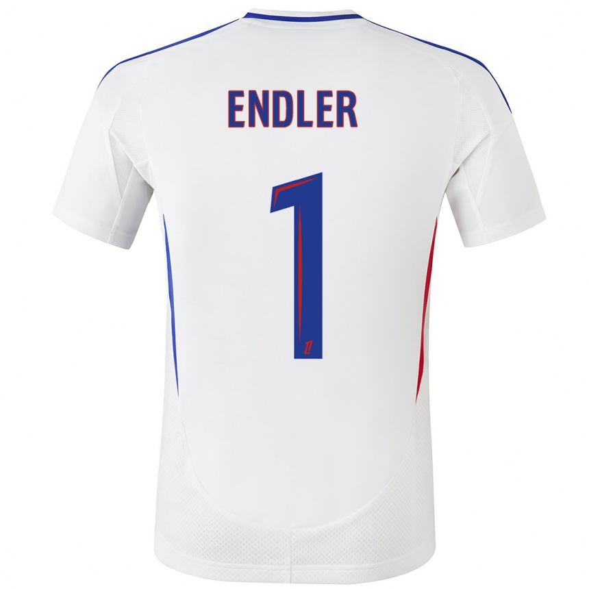 Kids Football Christiane Endler #1 White Blue Home Jersey 2024/25 T-Shirt Nz