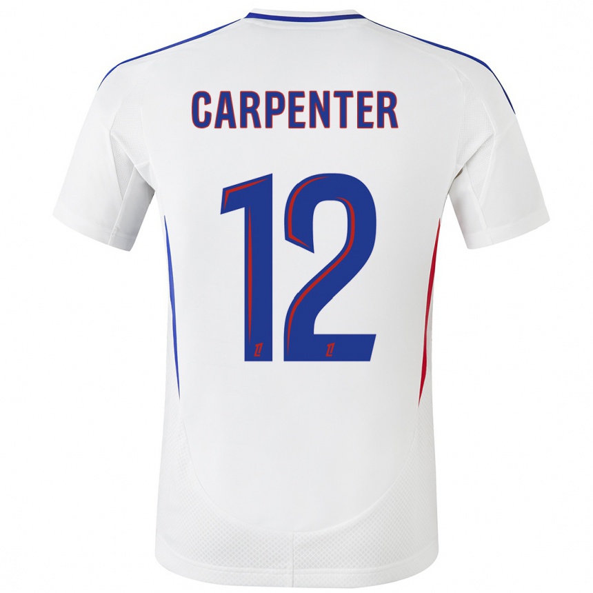 Kids Football Ellie Carpenter #12 White Blue Home Jersey 2024/25 T-Shirt Nz