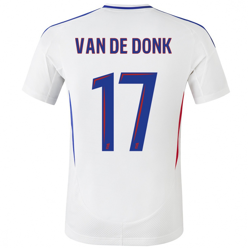 Kids Football Danielle Van De Donk #17 White Blue Home Jersey 2024/25 T-Shirt Nz