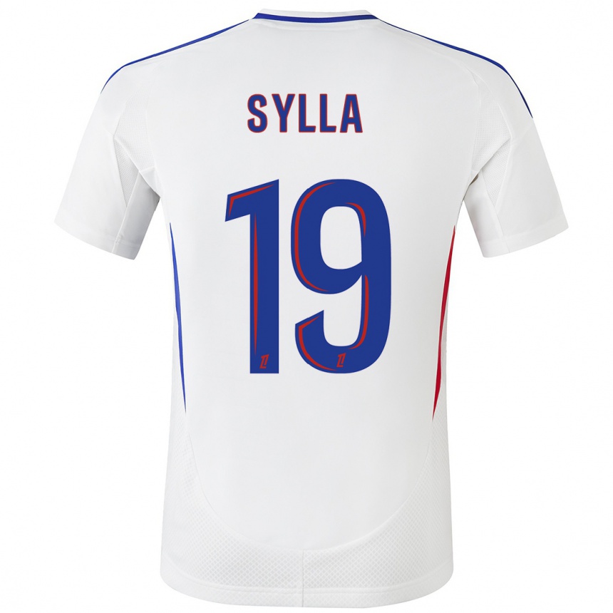 Kids Football Kysha Sylla #19 White Blue Home Jersey 2024/25 T-Shirt Nz