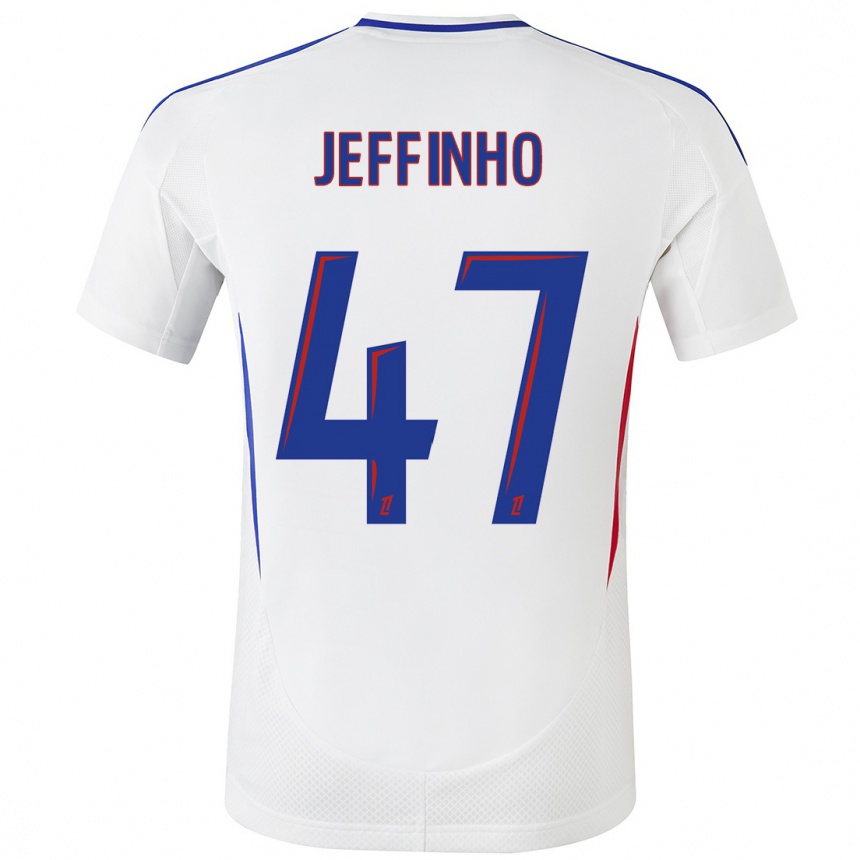 Kids Football Jeffinho #47 White Blue Home Jersey 2024/25 T-Shirt Nz