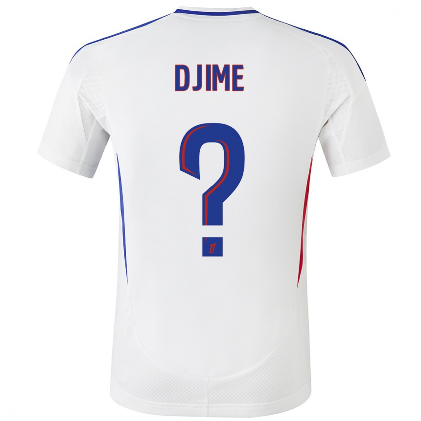 Kids Football Ahmed Djime #0 White Blue Home Jersey 2024/25 T-Shirt Nz