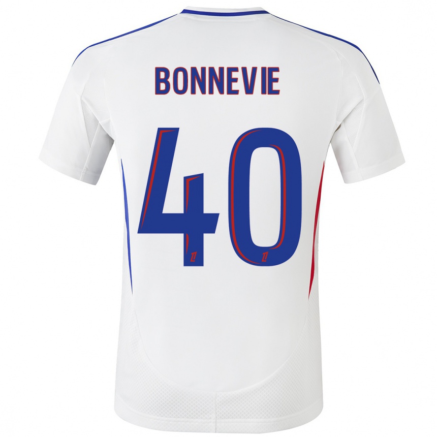 Kids Football Kayne Bonnevie #40 White Blue Home Jersey 2024/25 T-Shirt Nz