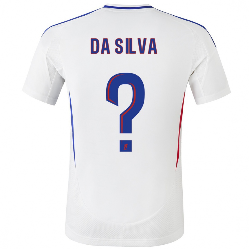 Kids Football Florent Da Silva #0 White Blue Home Jersey 2024/25 T-Shirt Nz