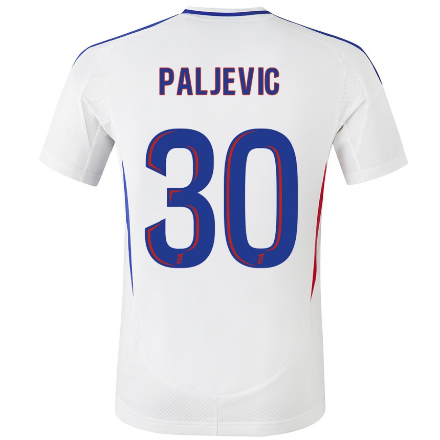 Kids Football Alyssia Paljevic #30 White Blue Home Jersey 2024/25 T-Shirt Nz