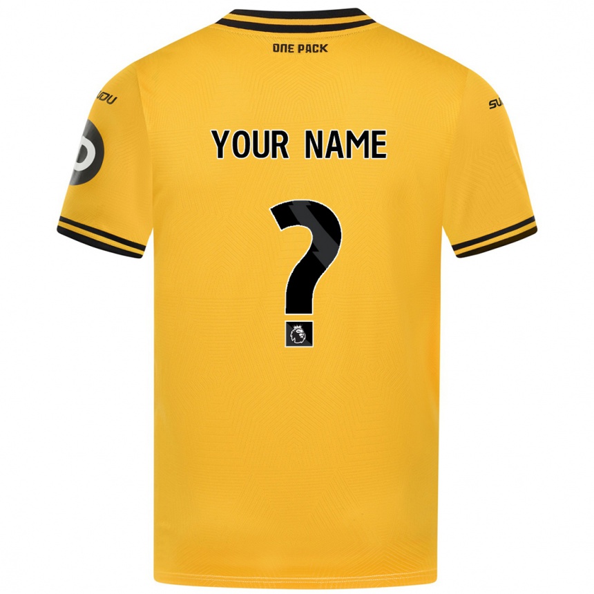 Kids Football Your Name #0 Yellow Home Jersey 2024/25 T-Shirt Nz