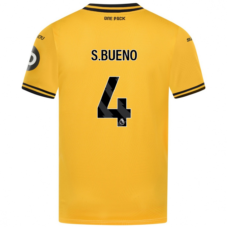 Kids Football Santiago Bueno #4 Yellow Home Jersey 2024/25 T-Shirt Nz