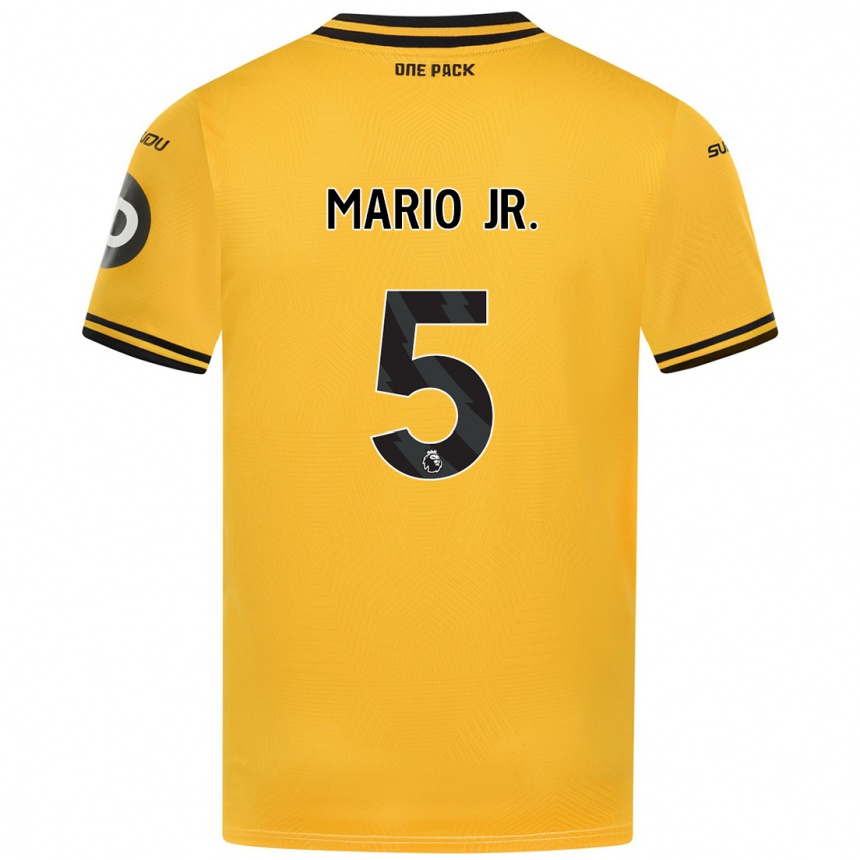 Kids Football Mario Lemina #5 Yellow Home Jersey 2024/25 T-Shirt Nz