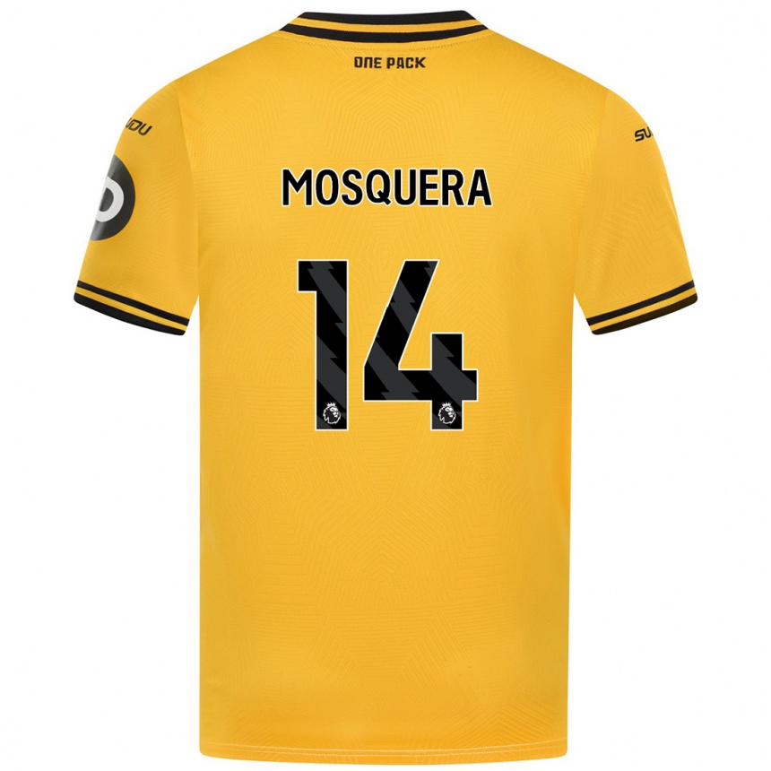 Kids Football Yerson Mosquera #14 Yellow Home Jersey 2024/25 T-Shirt Nz