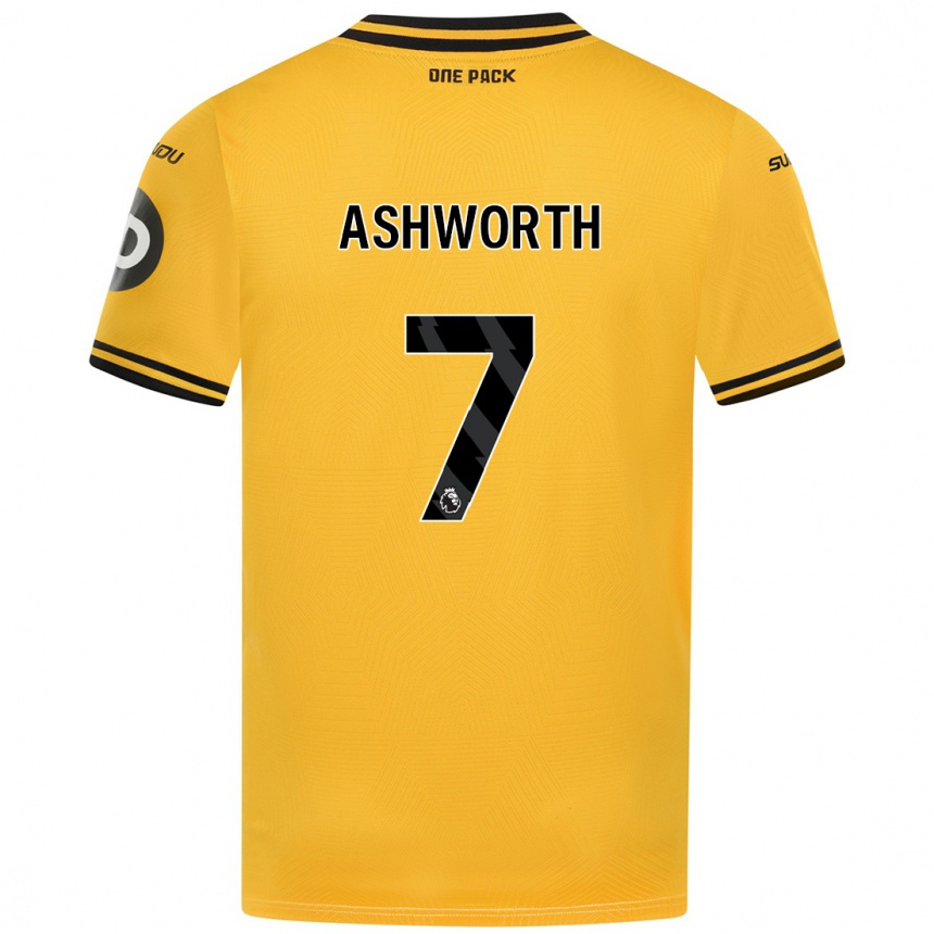 Kids Football Fin Ashworth #7 Yellow Home Jersey 2024/25 T-Shirt Nz