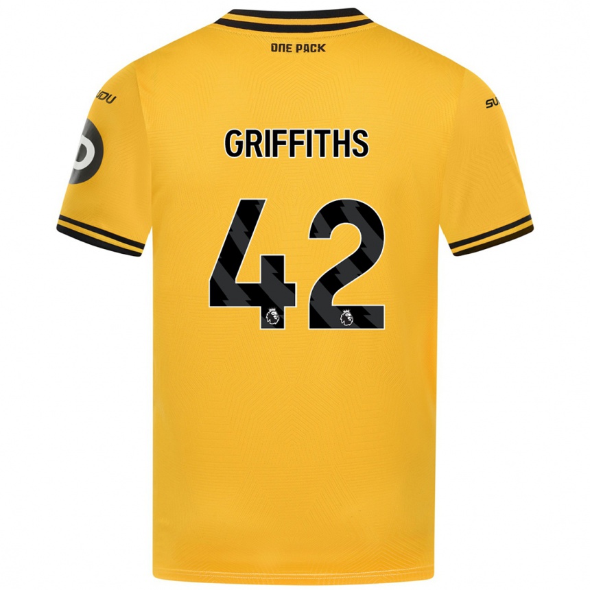 Kids Football Harvey Griffiths #42 Yellow Home Jersey 2024/25 T-Shirt Nz