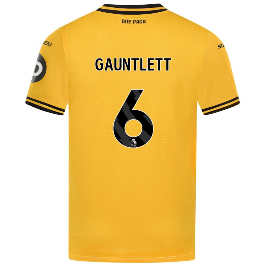 Kids Football Maz Gauntlett #6 Yellow Home Jersey 2024/25 T-Shirt Nz