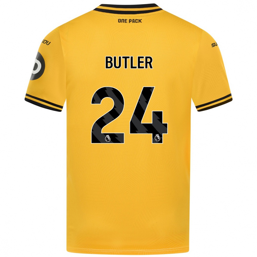 Kids Football Elli Butler #24 Yellow Home Jersey 2024/25 T-Shirt Nz