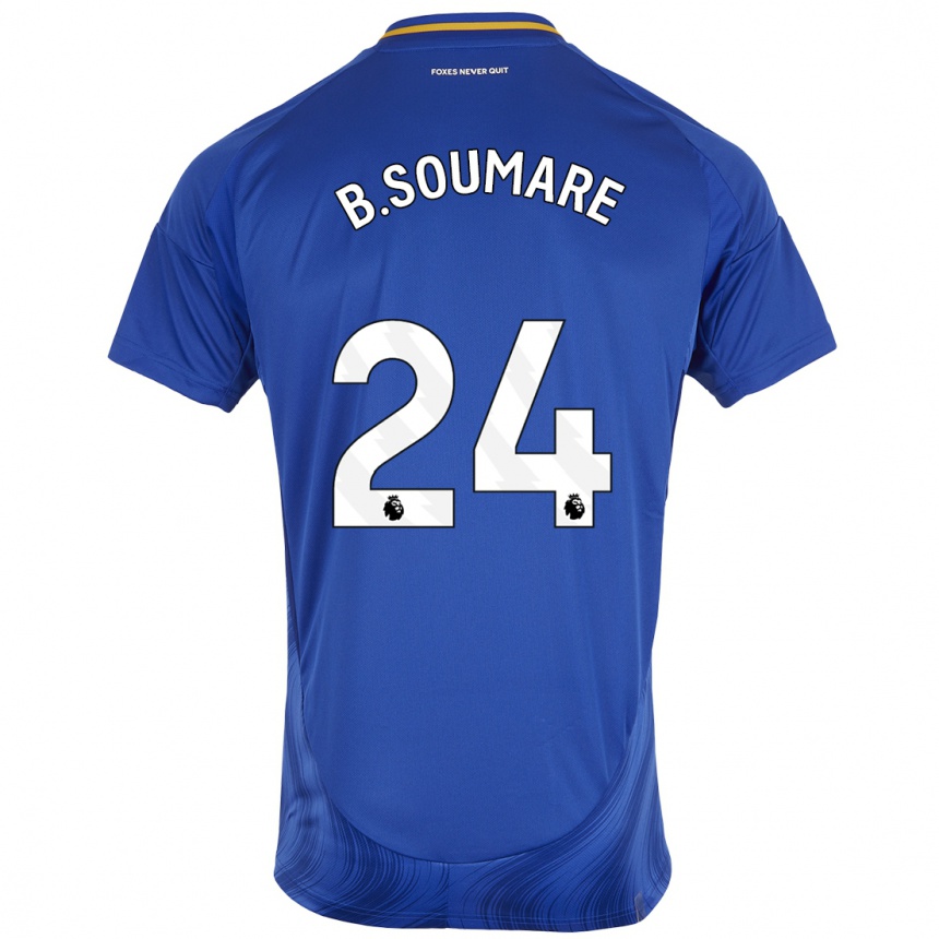 Kids Football Boubakary Soumaré #24 Blue White Home Jersey 2024/25 T-Shirt Nz