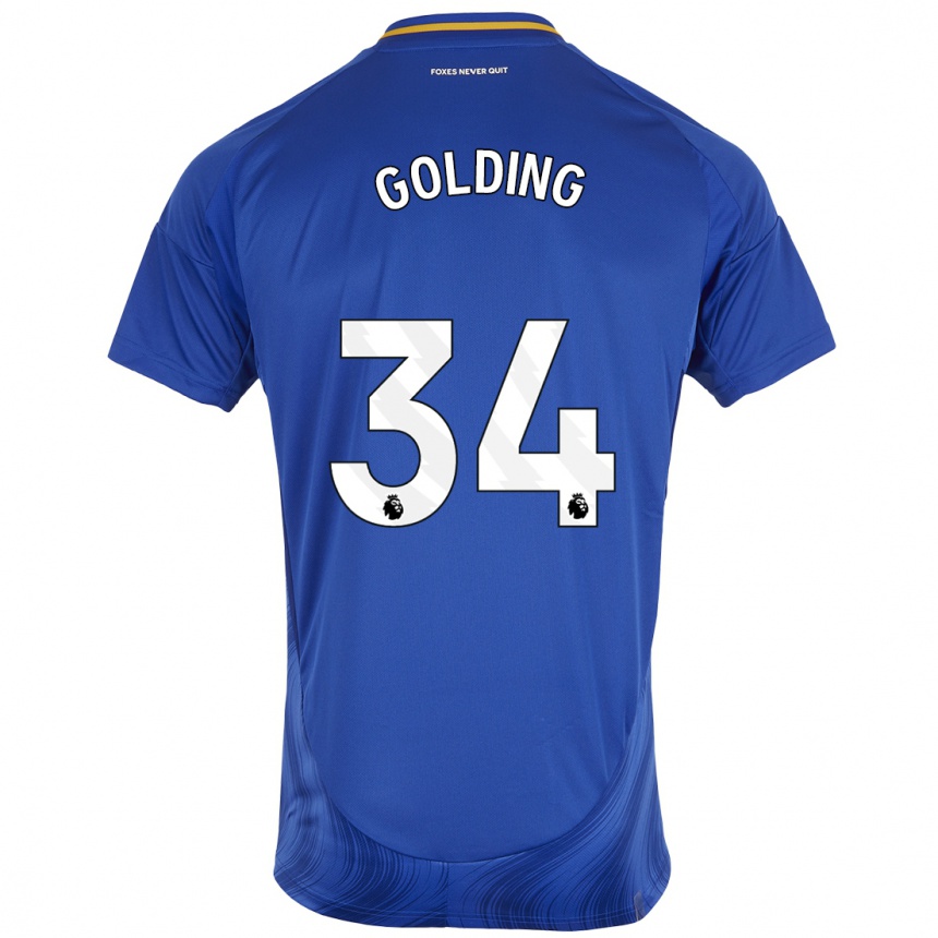 Kids Football Michael Golding #34 Blue White Home Jersey 2024/25 T-Shirt Nz