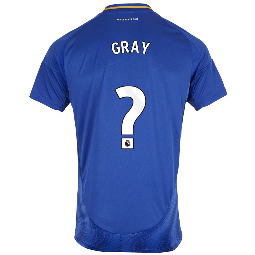 Kids Football Kevon Gray #0 Blue White Home Jersey 2024/25 T-Shirt Nz