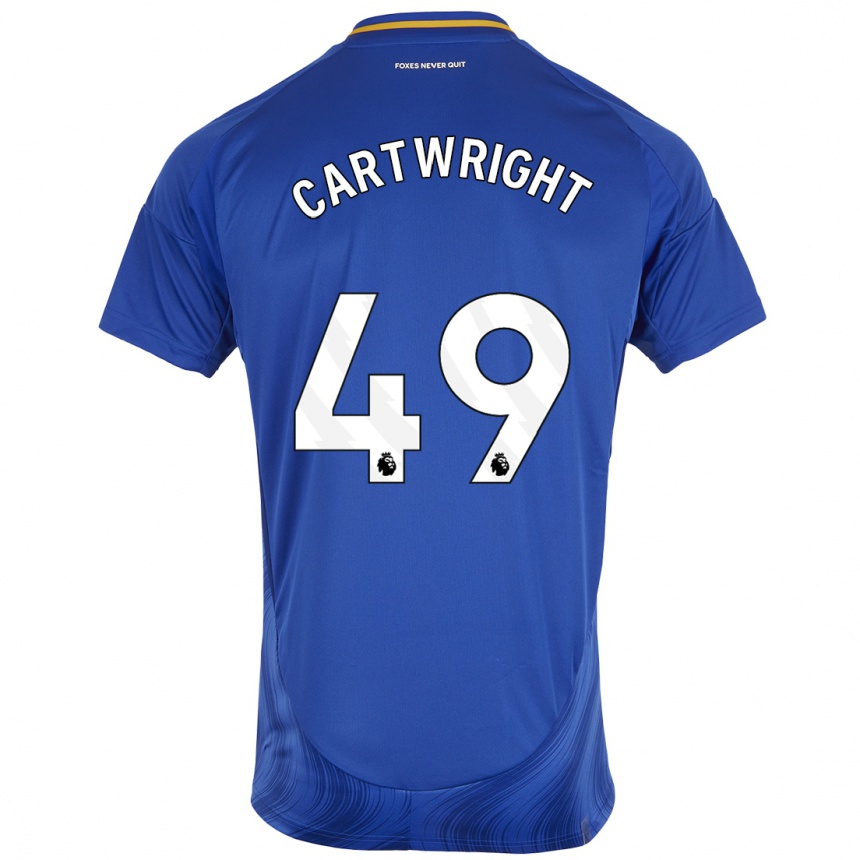 Kids Football Henry Cartwright #49 Blue White Home Jersey 2024/25 T-Shirt Nz