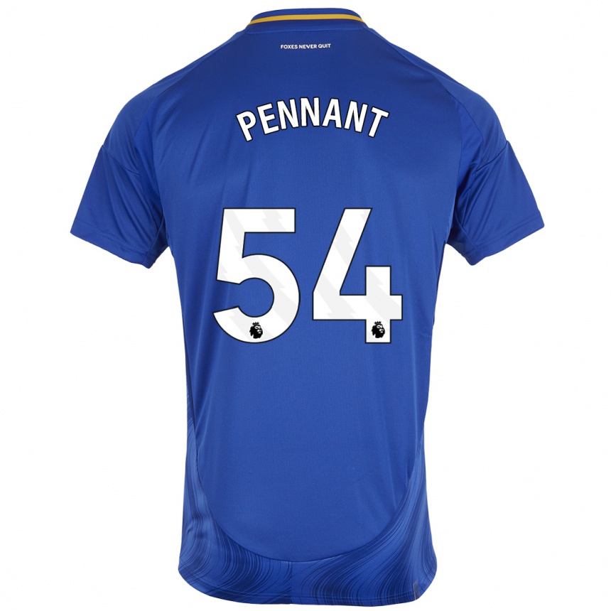 Kids Football Kian Pennant #54 Blue White Home Jersey 2024/25 T-Shirt Nz