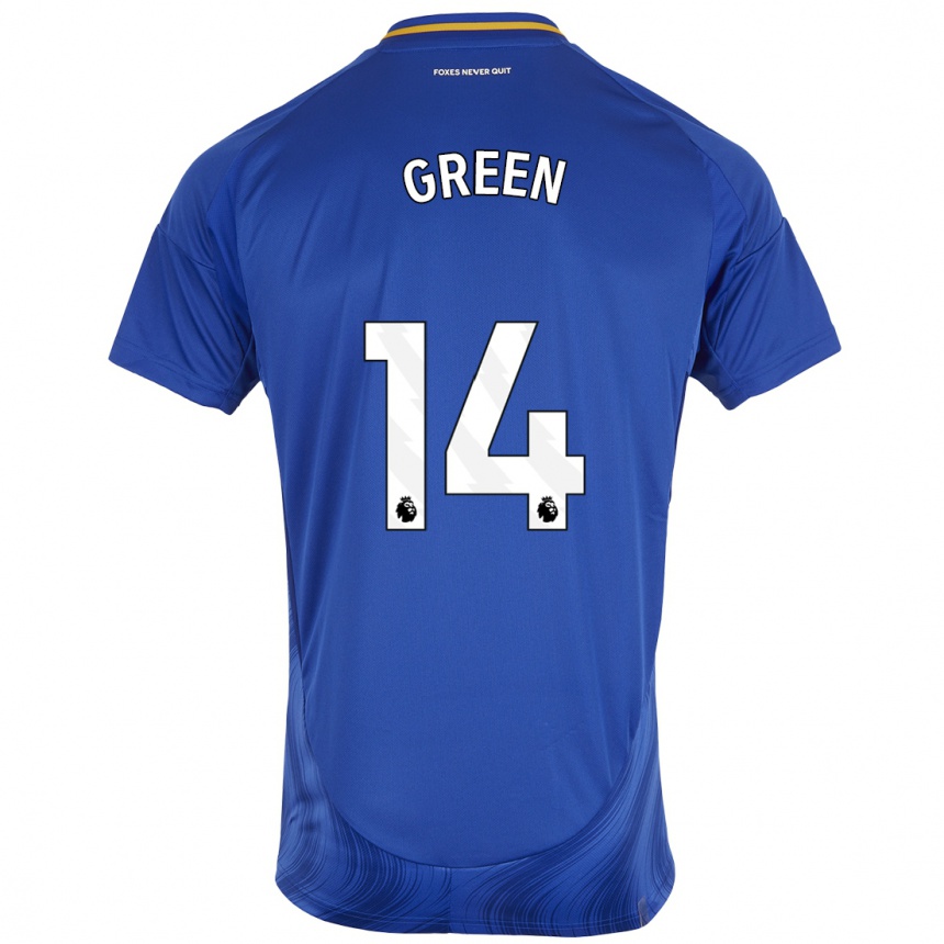 Kids Football Josie Green #14 Blue White Home Jersey 2024/25 T-Shirt Nz