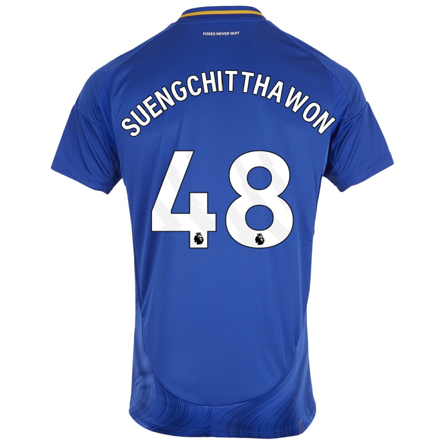 Kids Football Thanawat Suengchitthawon #48 Blue White Home Jersey 2024/25 T-Shirt Nz