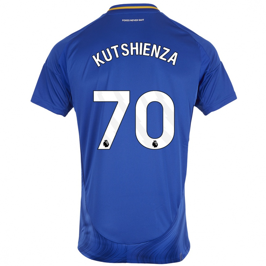 Kids Football Jesper Kutshienza #70 Blue White Home Jersey 2024/25 T-Shirt Nz