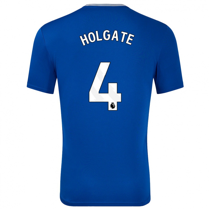 Kids Football Mason Holgate #4 Blue With Home Jersey 2024/25 T-Shirt Nz